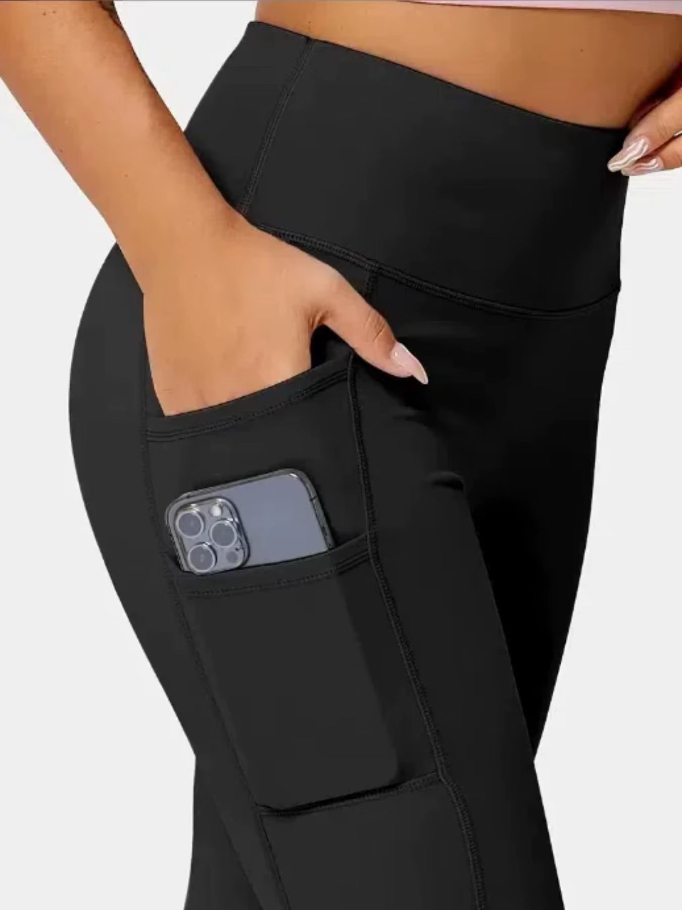 Double-Layer Side Pockets Yoga Leggings Casual Sports Comfortable Breathable High Waist Tummy Control Fitness Sportswear Pants