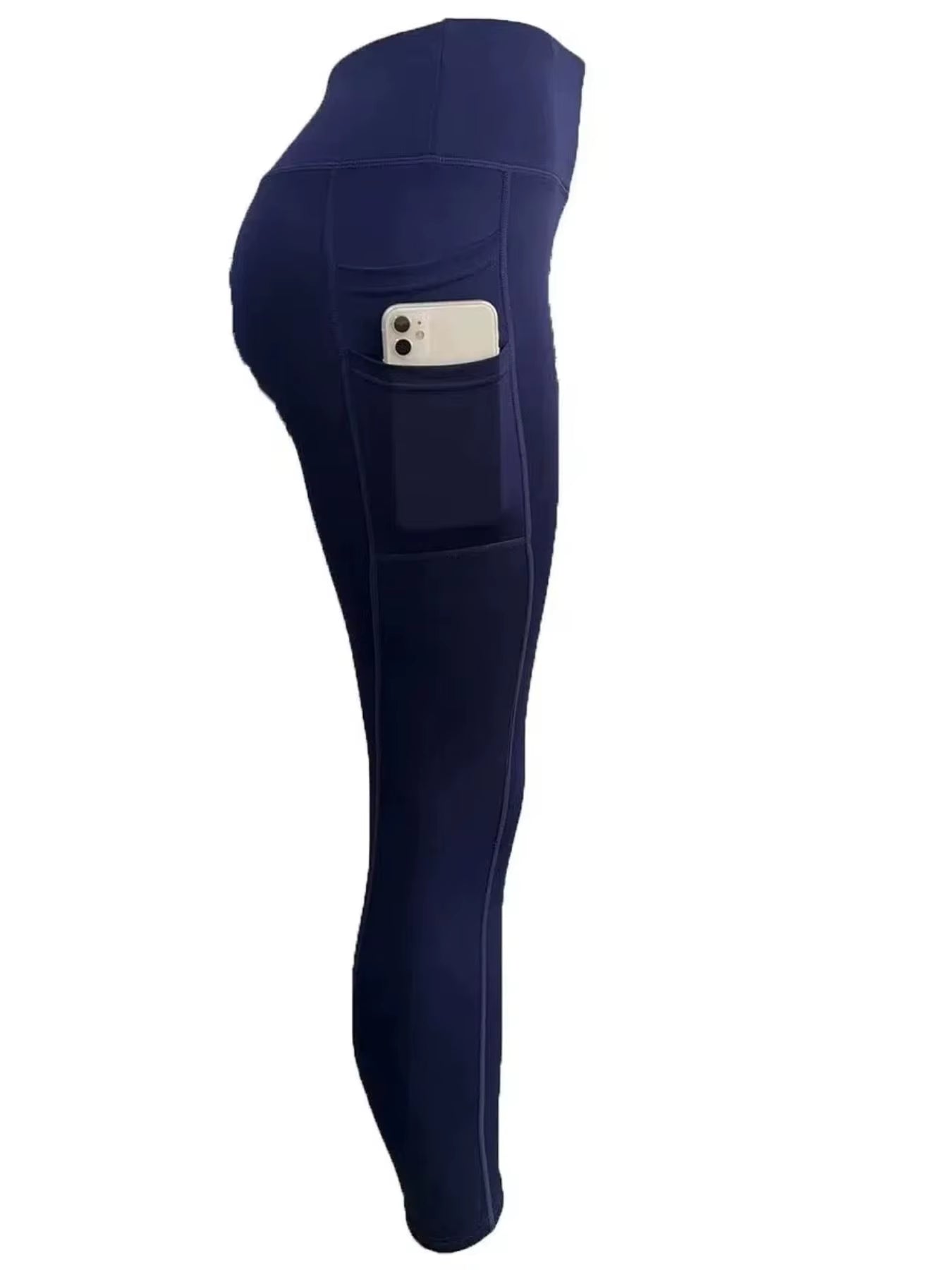 Double-Layer Side Pockets Yoga Leggings Casual Sports Comfortable Breathable High Waist Tummy Control Fitness Sportswear Pants